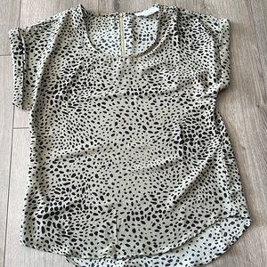 Olive green leopard blouse